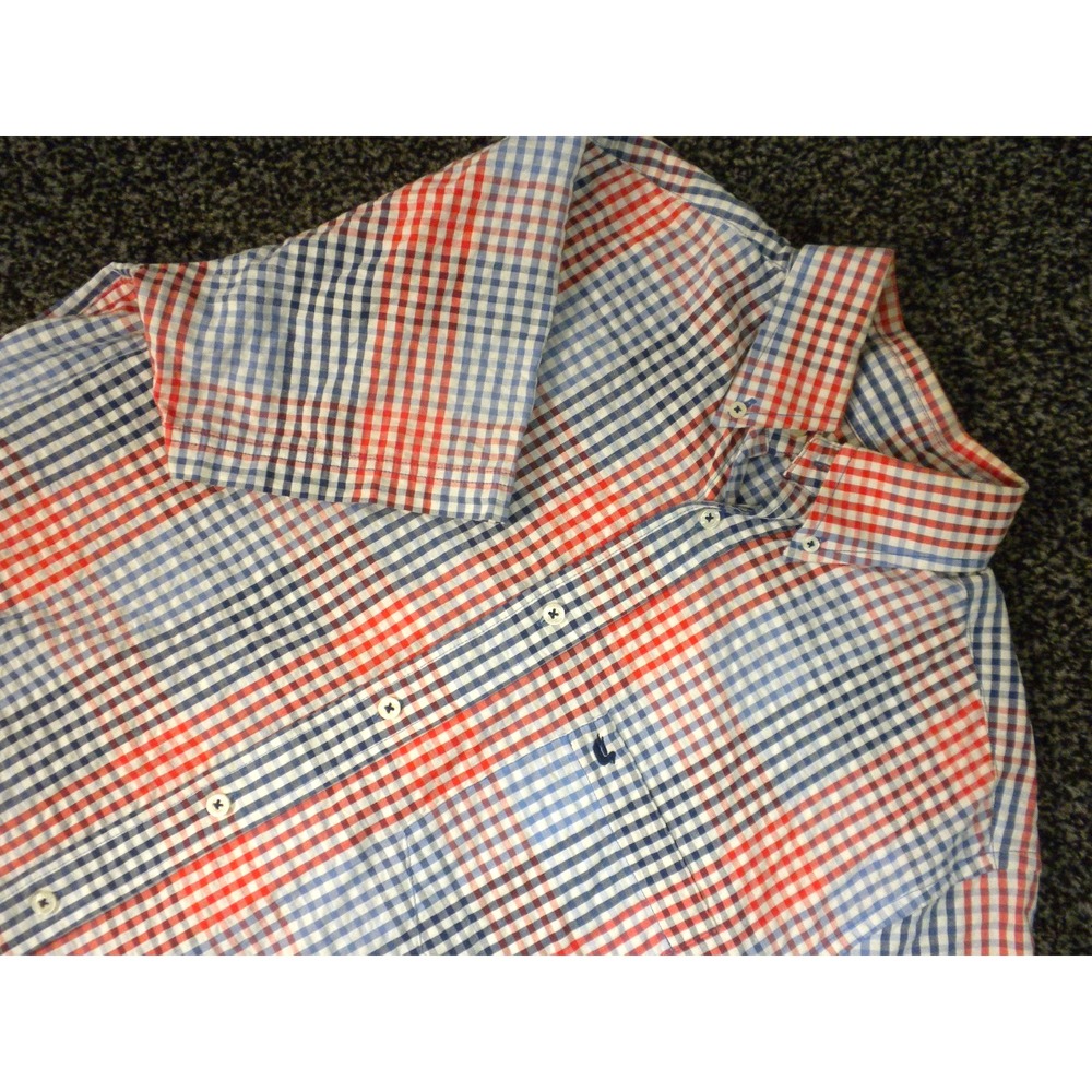 Southern Marsh Shirt Mens M Blue Red Seersucker Button Up Short Sleeve Duck‎